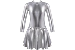 YOOJIA Kinder Mädchen Ballettkleid Langarm Tanzkleid mit Strass Metallic Schneeflocke Dancewear Kleinkind Ballettbody Gymnastik Trikot Kleid Turnanzug