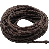 GOIYZTTR 10 Metres of Vintage Brown Linen Textile Cable Flexible Woven Cable Suitable for Lamps and DIY Lighting Accessories