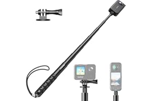 VYVIYON 130cm unsichtbarer Selfie Stick, 1/4"-Teleskop Verlängerungsstange mit Adapter, kompatibel mit Insta360 X3/X2/One X/GO 2, GoPro Hero 12, Action-KameraStick (Handgelenkriemen im Lieferumfang enthalten)