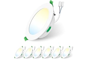 ALUSSO LIGHTING Focos Led Interior Techo,7W 550LM downlight led techo empotrable,3CCT 3000K 4000K 6500K, IP44 Corte 90-100mm, Foco Empotrable Led Techo Para baño,Cocina, dormitorio,Blanco,6 Pack