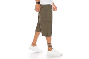 KENDINDZA COLLECTION Kendindza - Bermuda da uomo a 3/4, con elastico in vita