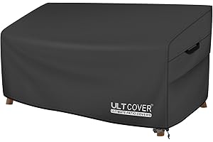 ULTCOVER Patio Furniture Sofa Cover 60W x 35D x 35H inch Waterproof Outdoor 2-Seater Loveseat Cover, Black