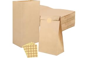 woric 70 sztuk torebek papierowych, brązowe, 24 x 13 x 8 cm, torebki na prezenty, małe torebki z papieru typu kraft, torebki na upominki, do samodzielnego napełniania, na wesele, urodziny dziecka