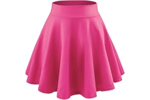 DRESHOW Basic Solid Stretchy Flared Casual Mini Skater Skirt for Women Girls