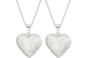 Weenkeey 2 Pcs Locket Necklace that Holds Pictures Stainless Steel Locket Pendant Necklace Memory Photo Pendant Necklace for Women Girls