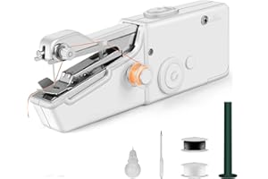 JAR HEADS Handheld Sewing Machine, Mini Sewing Machine with Sewing Accessories, Stitch Tool for Fabric Quick Repairing for DIY, Clothes, Denim, Curtains, Leather (white)