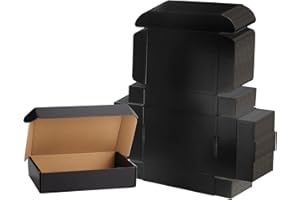 EXYGLO 9x6x2 inch Cardboard Postal Boxes 25 Pack, 229x153x51 mm Black Gift Boxes for Packaging, Small Shipping Box Mailers for Posting Mailing Small Business