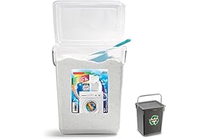 Plastific Plastic 5L Storage Container With Lid and Carry Handle - Soap Laundry Washing Powder Washing Powder Storage Container, laundry Room Accessories (5L - Transparent)