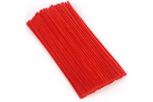 BICOOZZ Pfeifenreiniger Rot 100 Stück, Pfeifenreiniger zum Basteln 30 cm x 6 mm, Pfeiffenputzerdraht Chenilledraht, Pfeifenputzer Biegeplüsch Basteldraht für DIY Art Craft Projekte, Dekoration
