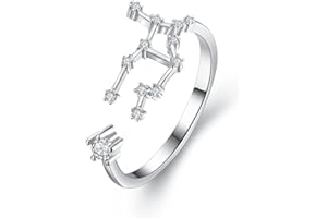 Clearine Anillo de mujer CZ Horóscopo Zodiaco 12 Constelación Astrología Anillo de declaración Regalo de cumpleaños