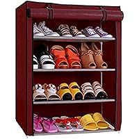 Ebee 4 Shelves Shoe Cabinet (Maroon)