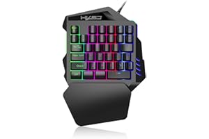 TOWEAR Tastiera da gioco, 35 tasti, tastiera meccanica da gioco con una mano con retroilluminazione a LED, poggiapolsi, tastiera da gioco cablata USB per giochi LOL/PUBG, Mac/Window/PC