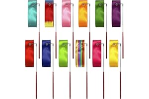 CampTeck U7151 Assorted Colour 2m Dance Ribbons, Rhythmic Gymnastics Ribbons -Multicolour -Pack of 12