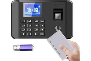 Bisofice Intelligent clocking in Machine with ID Card & Fingerprint Function, Employee time Clock with Voice Prompt, Password Time Attendance, 11 Languages, 2.4'' LCD Screen