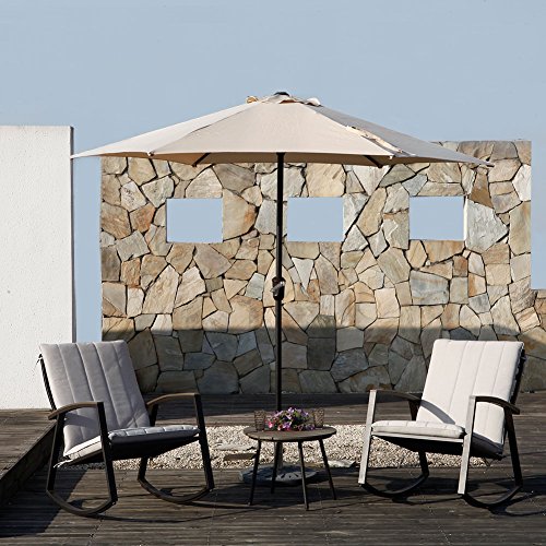 Grand patio Sombrilla Terraza Patio Jardín Piscina Ø 270 cm Impermeable Protección Solar Parasol de Aluminio con Manivela Ventilación Superior, Color Beige