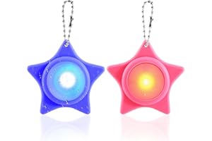 Editbar 2 Stück USB LED Warnleuchte – Wiederaufladbares Sicherheitslicht mit Stern-Design, 4 Leuchtmodi, IP68 Wasserdicht, Ideal für Rucksack, Nachtläufer, Bergsteiger, Kinder & Hunde (Rosa und Blau)