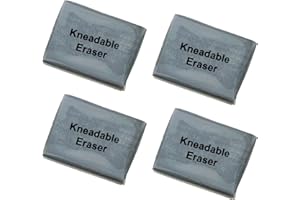 RGEVGER 4 Pcs Kneaded Art Erasers, Grey Soft Durable Kneadable Sketch Putty Rubber, Artists Putty Rubber, for Erase or Lighten Sketching Erasing Blurring Highlighting for Adults on School Office