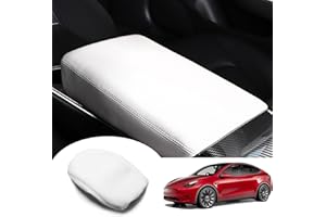 GAFAT Tesla Model Y 2021-2024 / Model 3 2017-2023 Funda para Reposabrazos Central Coche, Model Y 2024 Consola Central Protección Cubierta de Piel, Model Y Accesorios [No para Model 3 2024+](Blanco)