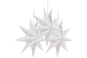 ANGOILY 6 stelle di Natale di carta, 35 cm 9 punte stella paralume, stelle di carta da appendere, per decorazioni natalizie, battesimi, compleanni, matrimoni, feste