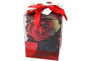 MEENA SUPPLIES Premium Gift Boxed Potpourri in Clear Display Case Home Fragrance Gift[Red,13x9cm]