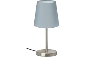 Trango lampe de table, Lampe de chevet, Lampe de bureau avec abat-jour en tissu (gris TG2017-08G) Ø 170 mm, hauteur: 350 mm
