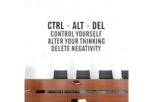 SEATUNE Office Gym Motivational Wall Stickers - Inspirational Quotes Wall Decals - Office Desk School Classroom Positive Home Vinyl Art Wall Decor - CTRL+ALT+DEL 28.6"X15"
