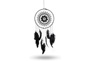 HERCHR Feather Dream Catcher,Dream Catchers for Bedroom,19.7×8.1 inch Handmade Boho Crochet Lace Dream Catchers with Bead Feathers,Wall Art Hanging Ornaments Craft Dreamcatcher for Decoration