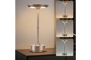 meoaow LED-bordslampor trådlösa dimbara med USB-C och touch | Uppladdningsbart batteri, silver bordslampa för sovrum, matsal