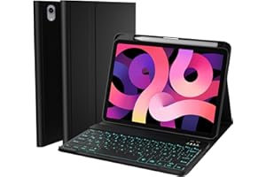 Ninonly iPad 10 Generation Hülle mit Tastatur, Tastatur Hülle für iPad 2022 10,9 Zoll, 7 Farbige Beleuchtete Tastatur Schutzhülle mit Pencil Halter, Kabellose Bluetooth Tastatur mit Shortcut, QWERTZ