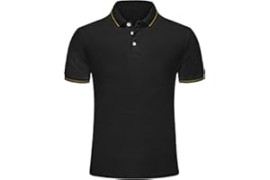 Djtnzdm Polo Homme Noir Manches Courtes Respirant Travail Polo Basic Confortable Casual Eté Fonctionnel Golf Tennis T-Shirt