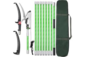 VELPAX Sierra de Poda Telescópica,Sierra de Mano de 9M, Sierra de Jardín Sistema Retráctil de Altura Ajustable Para Aserrar y Esquilar