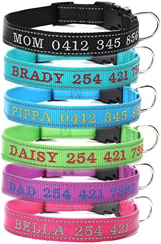 Sirwolf Personalized Dog Collar, Embroidered Custom Reflective Collar with Name Phone Number Adjustable Size (S M L XL)