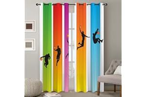 CTQTZ Tende oscuranti per la camera dei bambini, 2 pezzi, colore basket, Dunk, con occhielli, 170 x 200 cm (larghezza x altezza)