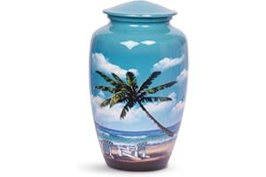hlc URNS – Strandurne für menschliche Asche – Beerdigungsurne für Erwachsene, handgefertigt, erschwingliche Urne für Asche (Erwachsene (90,7 kg) – 26,7 x 15,2 cm, Urne für Einäscherungen