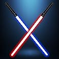 Light Up Saber with FX Sound, Light Sabers for Kids with Realistic Handle, Expandable Light Swords Set for Xmas Present, Galaxy War Fighters and Warriors, Halloween Dress Up Parties Costume