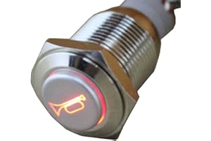 ESUPPORT E Support™ przełącznik dźwigienkowy do samochodów osobowych, łodzi, przełącznik przyciskowy, 12 V, czerwone światło LED, metalowy głośnik