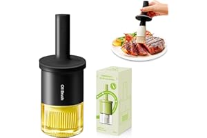 YARRAMATE Dispenser Olio da Cucina con Spazzola in Silicone Resistente al Calore e Vetro, 300 ml Dosatore, Bottiglia con per Salse Barbecue Frittura (Nero)
