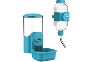 KASSIVA Dispensador automático de Comida y Agua para Mascotas, comedero Colgante para Jaula, comedero para Cachorros, Gatitos, Conejos, cobayas, Chinchillas, Hurones y erizos (Azul)