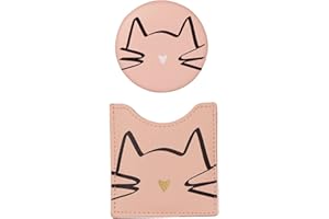DRAEGER PARIS 1886 - Miroir Chat de Poche avec Étui de Protection - Design Féminin et Tendance - Accessoire Beauté Compact pour Sac à Main - Cadeau Original Messages Personnalisés et Motifs Charmants