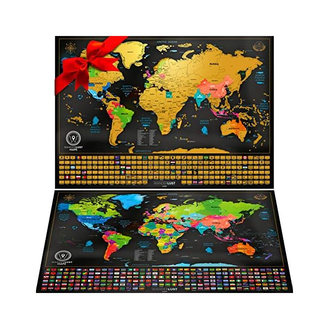 Nimaxi Poster Carte Du Monde à Gratter Xxl Fond Noir Avec