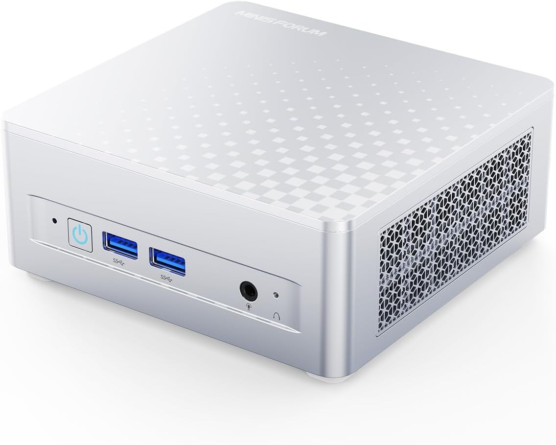 MINISFORUM M1 Plus Mini PC, Core i5-12600H procesador (12C/16T hasta 4.5 GHz) y Intel Iris Xe Graphics, 32GB DDR5/512GB SSD, HDMI/DP/USB4, 2 x 2.5G RJ45, USB3.2 Gen2 x 2, USB2.0 x 2, Wi-Fi 6e, BT5.2