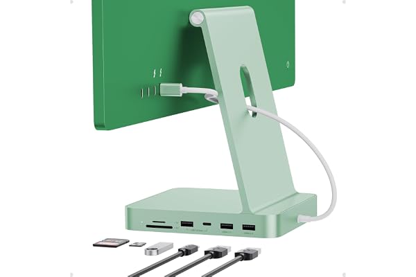 PULWTOP USB C HUB pour iMac 24" 2021/2023/2024,7 in 1 HUB USB pour iMac M1/M3/M4, iMac Accessoires avec USB C 10Gbps,3*USB A,SD/TF Carte Reader,Support Expand M.2 NVME SSD(Non Inclus),Verte