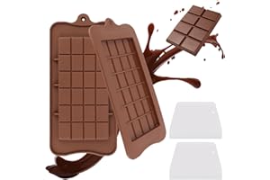 TNOMSNO 2PCS Molde Chocolate Profundo de Silicona y 2 Rascadores, para Barra de Chocolate, Bombones, Pralinés