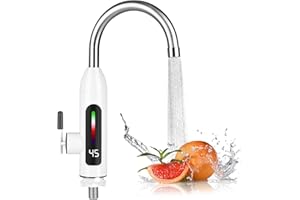 MISVAYLI Instant Tankless Electric Hot Water Faucet, Stainless Steel Electric Hot Water Faucet, Fast Heating Tap Water Heater with LED Digital Display, 360° Rotatable Heater Faucet for Bathroom Kitchen Sink
