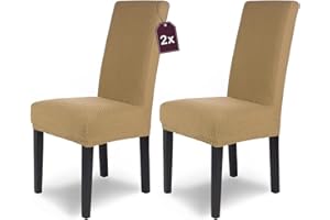 ‎SH SCHEFFLER-HOME LIVE HOMESTYLE SCHEFFLER-Home Stuhlhussen Stretch Luna/Stuhlhussen Beige 2er Set/elastische Flanell Stuhlabdeckungen/Stuhlhussen Schwingstühle/Hussen Stuhl Überzieher mit Gummiband/Stuhlhussen Samt