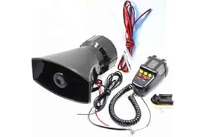 DHUILE Corne Haut-parleur de sirène de voiture,D'urgence Son Amplificateur sirène de klaxon de sirène de voiture d'alarme de 12V 80W avec système de sonorisation d'ambiance pour microphone