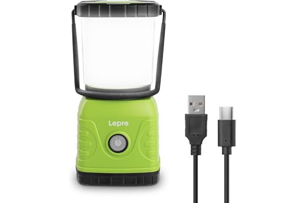 Lepro Lampe Camping Rechargeable 1300 Lumens, 4 Modes Intensité Variable, Lanterne Camping avec Batterie Externe 3600 mAh, pour Camping, Urgence, Secours, Garage et Cave