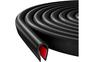 STARVORTEX Guarnizione in Gomma Autoadesivo, Profilo U Flessibile per Protezione Bordi, Adesivo per Lamiera, Porte, Auto, Pannelli in Vetro, Adatto a Spigoli 0-6,4mm, Lunghezza 4m (Nero)