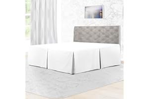 Rohi Base Valance Sheet Bed Skirt Double - Pleated Styling - 16" DEEP BASE VALANCE, 100% Combed Polycotton Long Staple Fibre – (Fit Over Base, Double Bed, White)