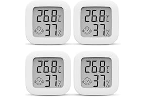HOUDIAN Mini Termometro Igrometro Digitale Monitor di Temperatura e umidità Ambiente Interno Termoigrometro per Serra Giardino Cantina Home Office - 4 Pezzi